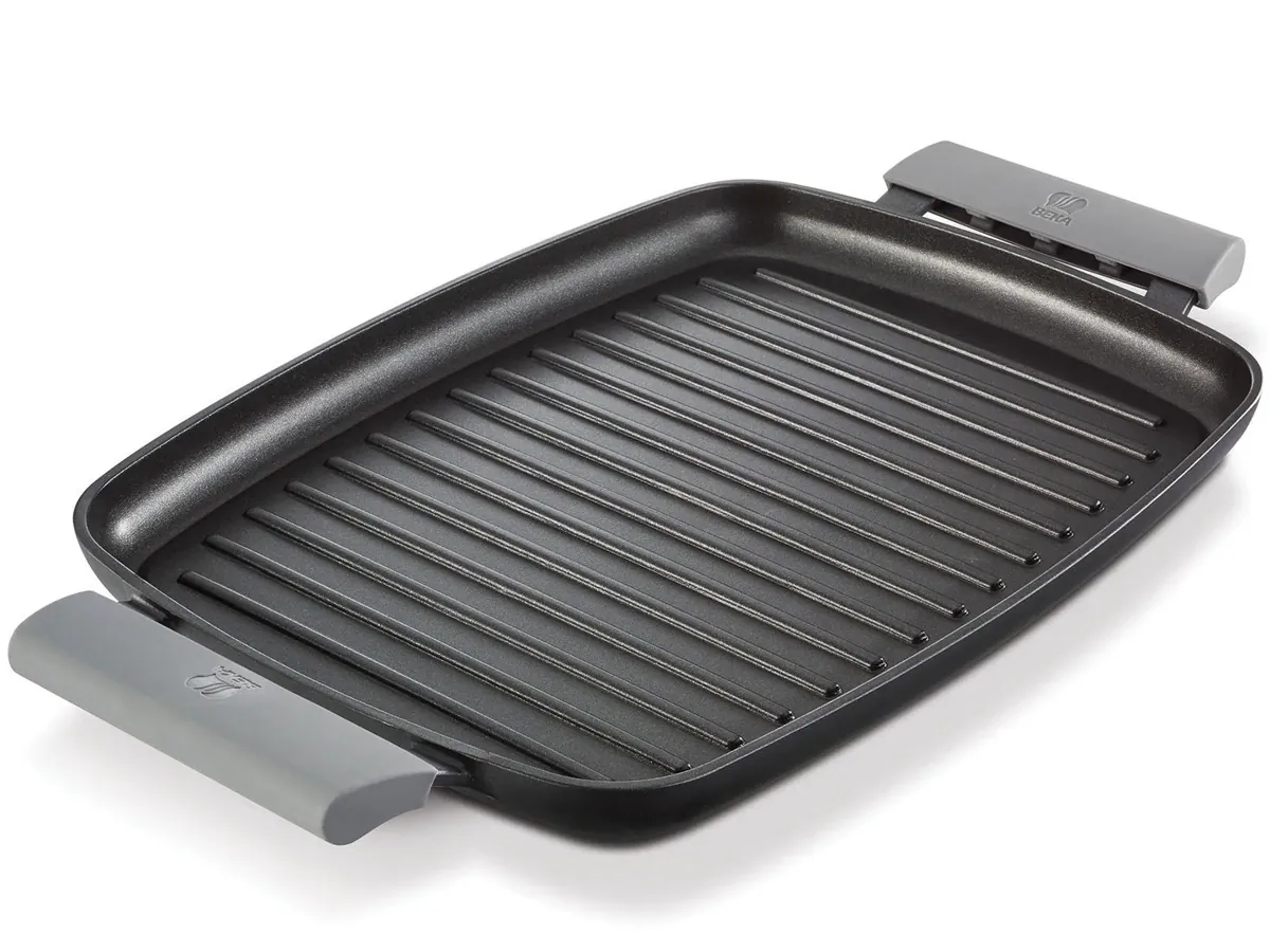 BEKA gerippte Grillplatte 47 cm Aluguss mit Silikon-Griffen Induktion