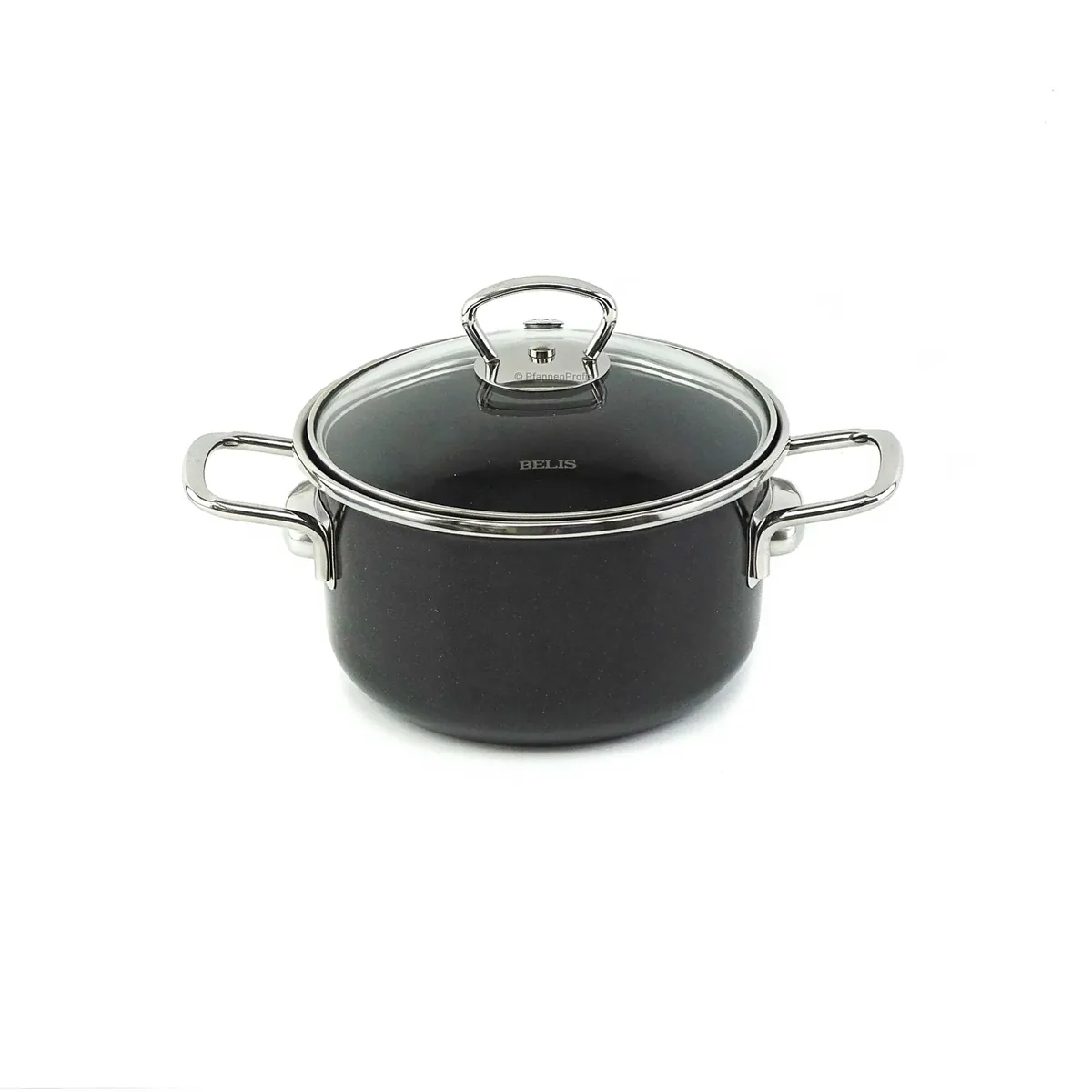 BELIS Stahl-Emaille Kochtopf PREMIUM 16 cm SCHWARZ