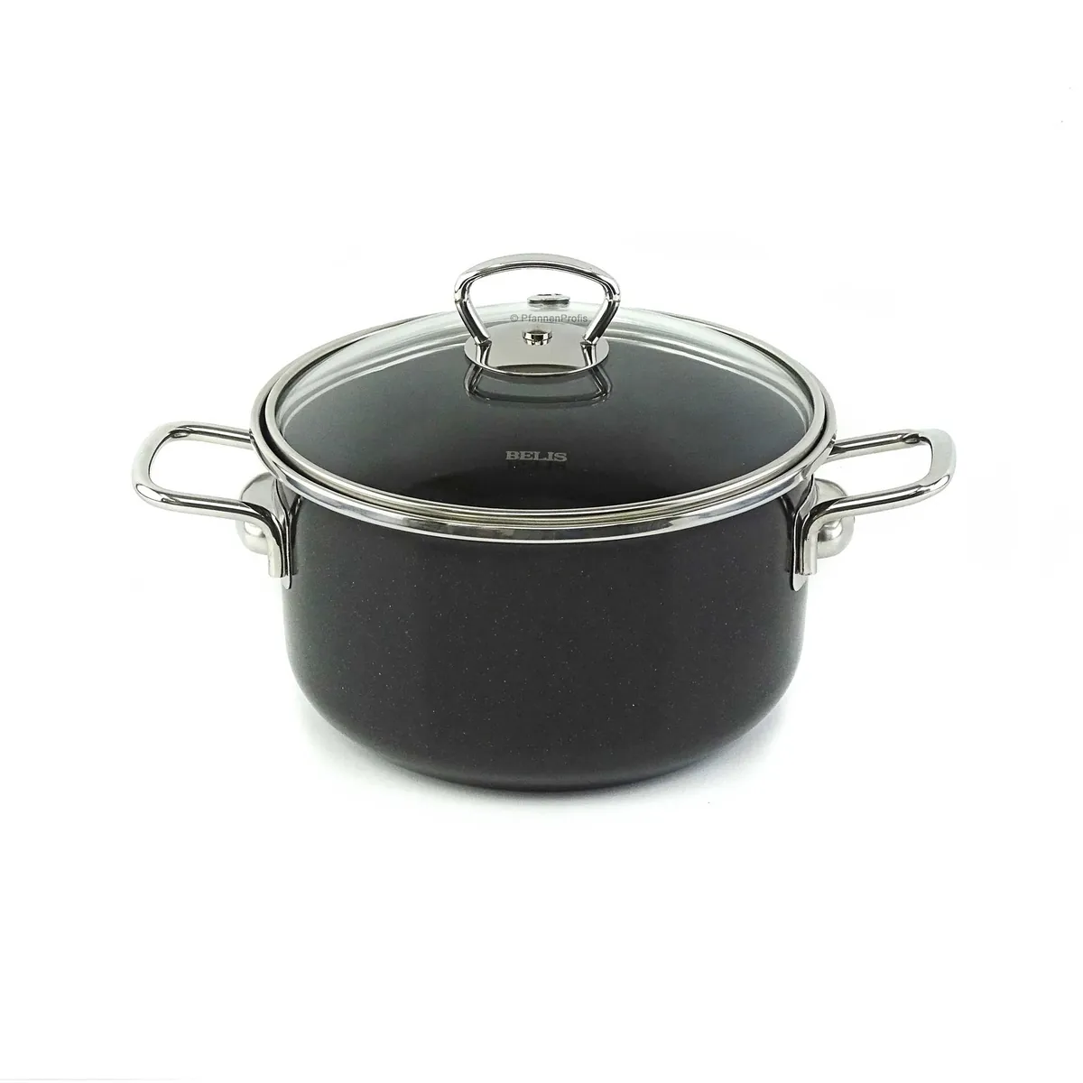 BELIS Stahl-Emaille Kochtopf PREMIUM 18 cm SCHWARZ