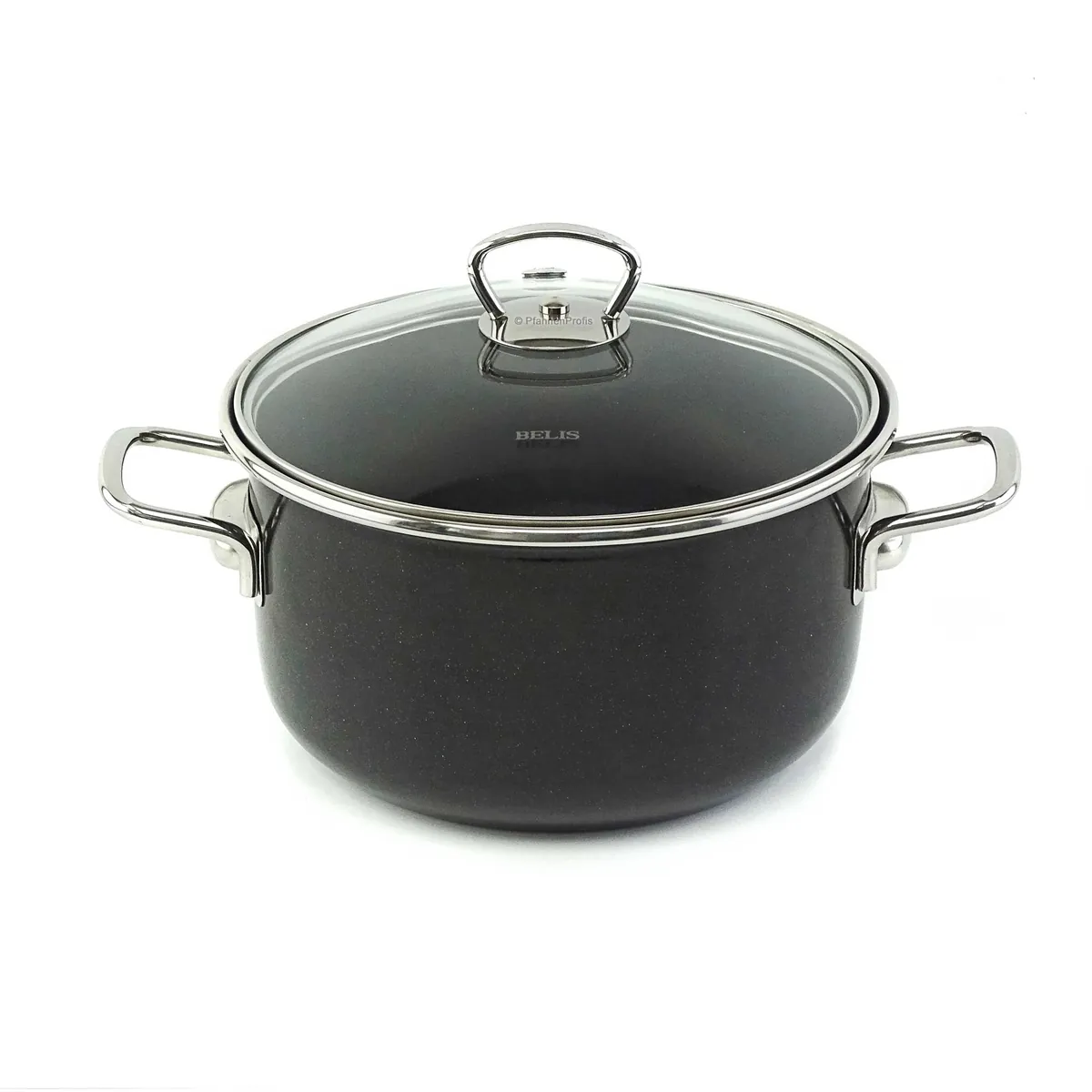 BELIS Stahl-Emaille Kochtopf PREMIUM 20 cm SCHWARZ