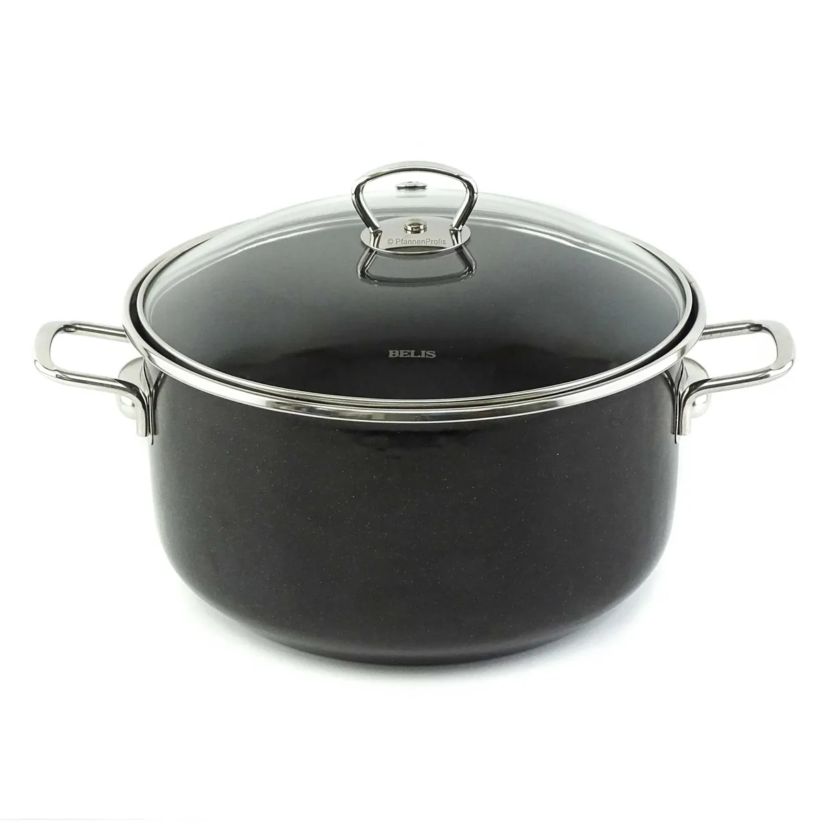 BELIS Stahl-Emaille Kochtopf PREMIUM 24 cm SCHWARZ