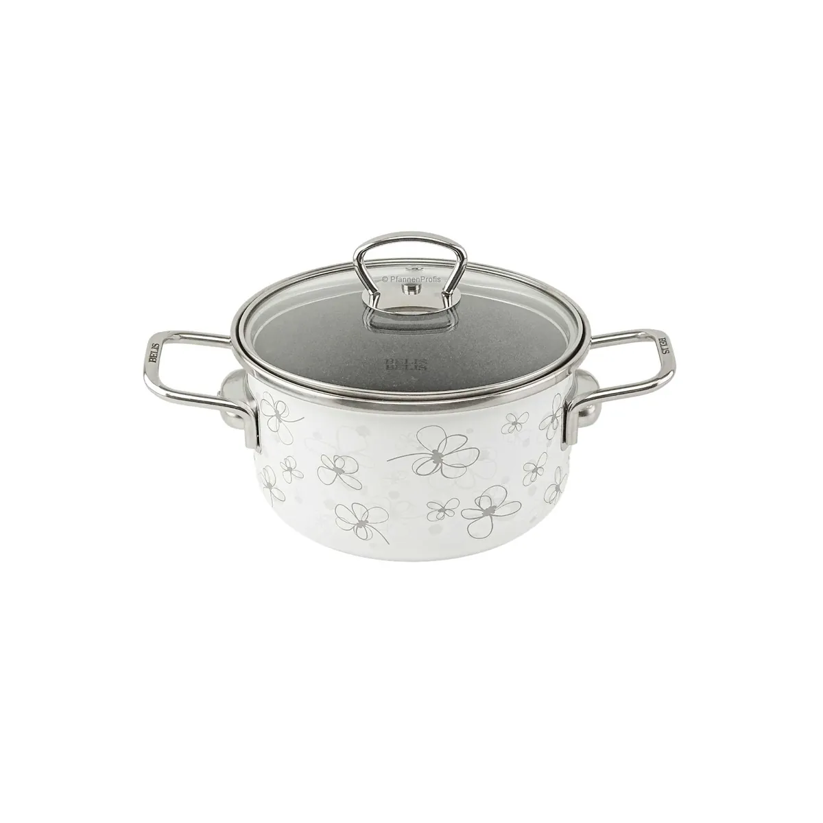 BELIS Stahl-Emaille Kochtopf PREMIUM 16 cm WEISS