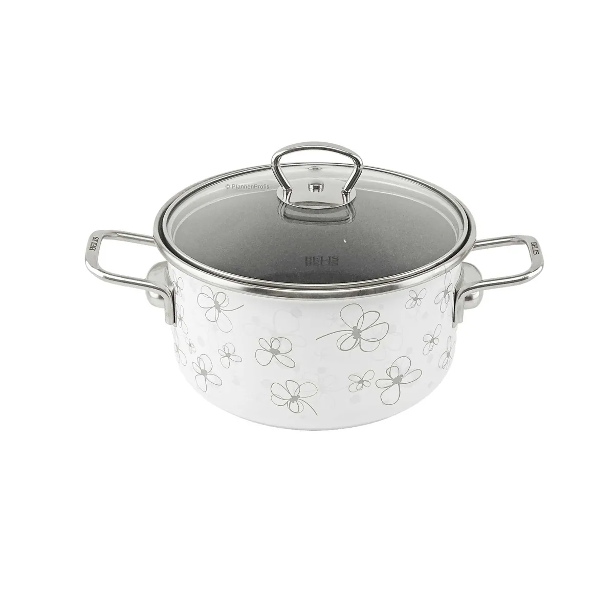 BELIS Stahl-Emaille Kochtopf PREMIUM 18 cm WEISS