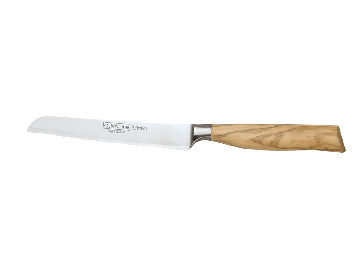 BURGVOGEL Solingen Brötchenmesser OLIVA LINE 13 cm geschmiedet Holzgriff