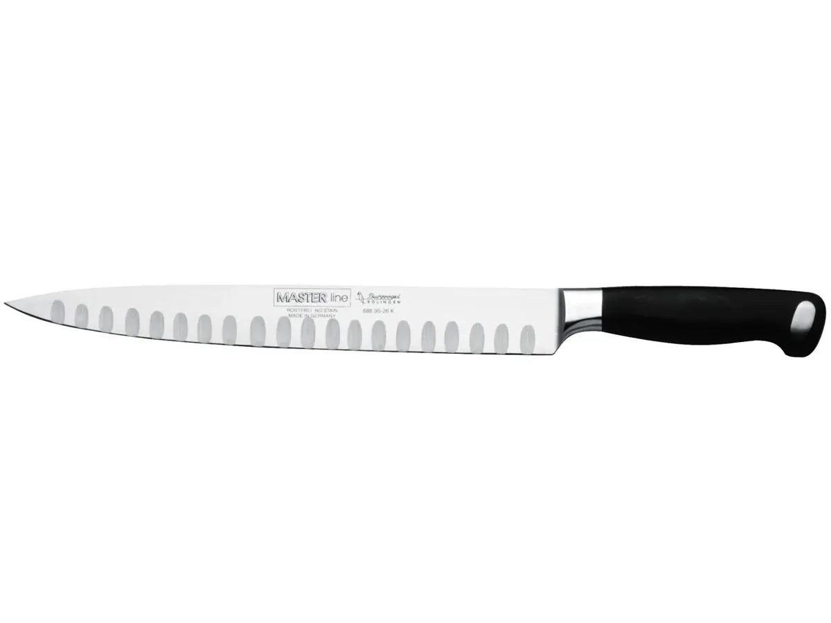 BURGVOGEL Solingen Schinkenmesser Kullenschliff MASTER LINE 26 cm geschmiedet Gravurplatte