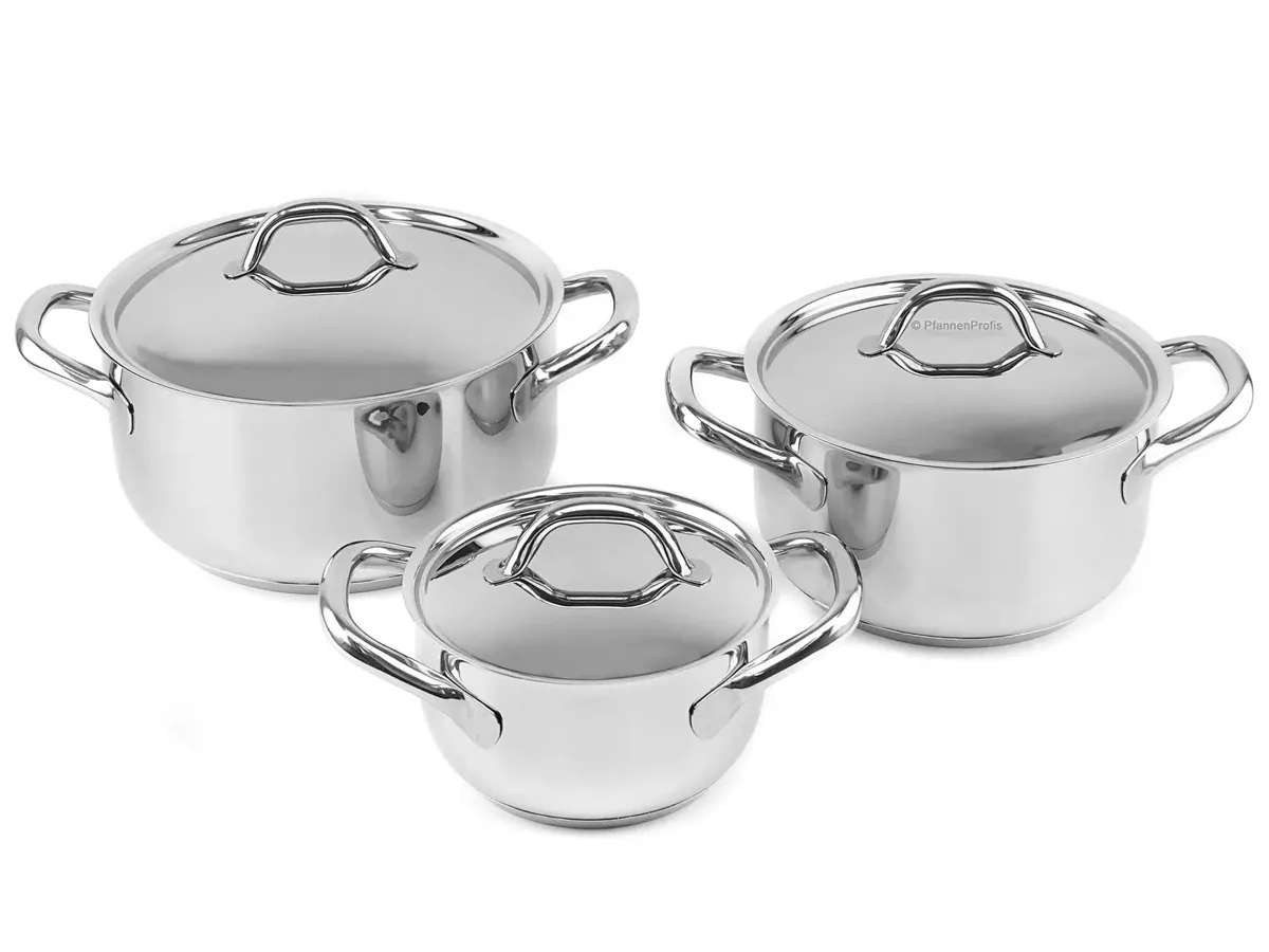 BARAZZONI Topfset CHEF LINE 16, 20, 24 cm 6 Teile Edelstahl 3 Töpfe, 3 Deckel