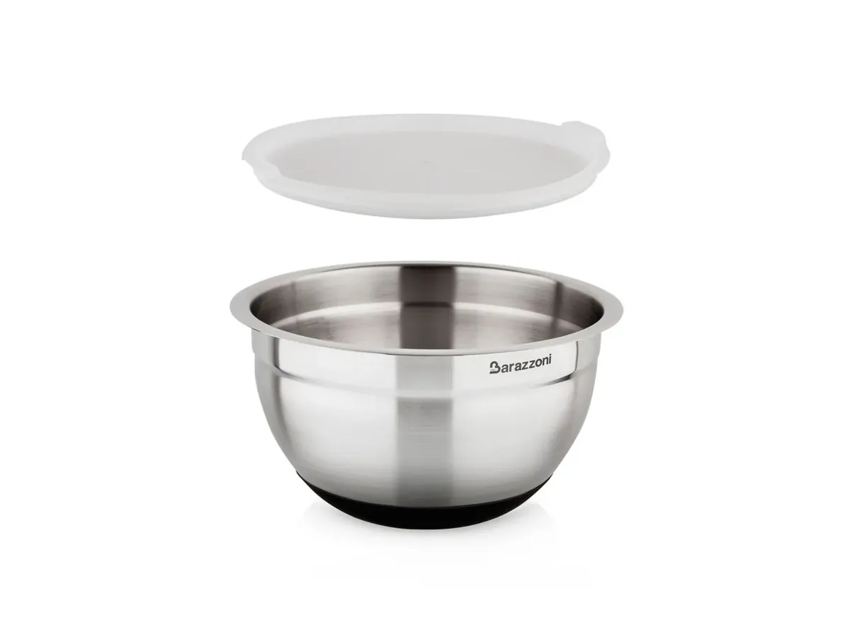 BARAZZONI rutschfeste Edelstahl Rührschüssel mit Deckel 16 cm 1,5 Liter