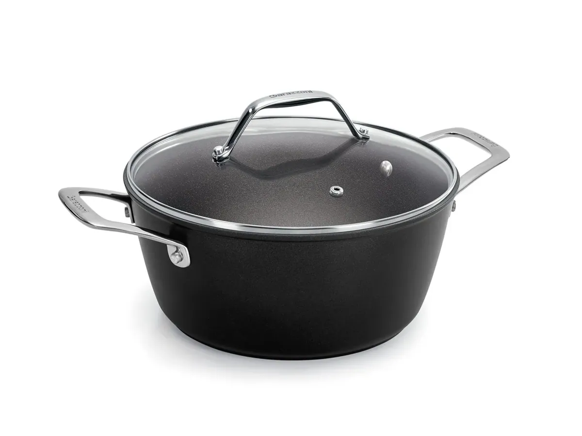 BARAZZONI Antihaft Kochtopf BLACK TITAN PRO 20 cm 2,4 L mit Glasdeckel