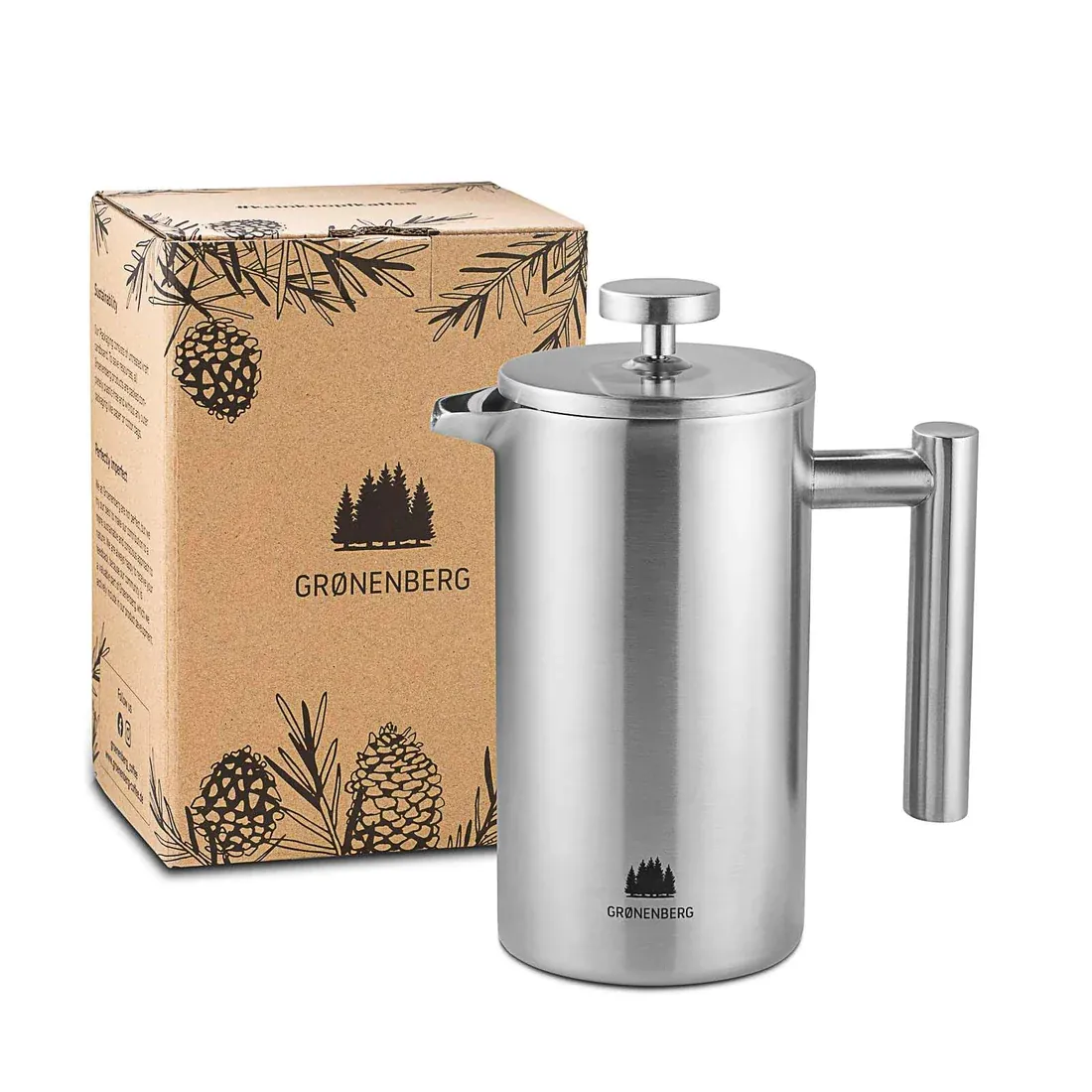 Groeneberg Edelstahl French Press 0,6 Liter inkl. Ersatz-Filter