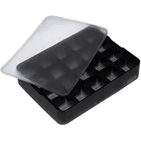 Eiswürfelbereiter mit transparentem Deckel - Würfel 3x3cm schwarz