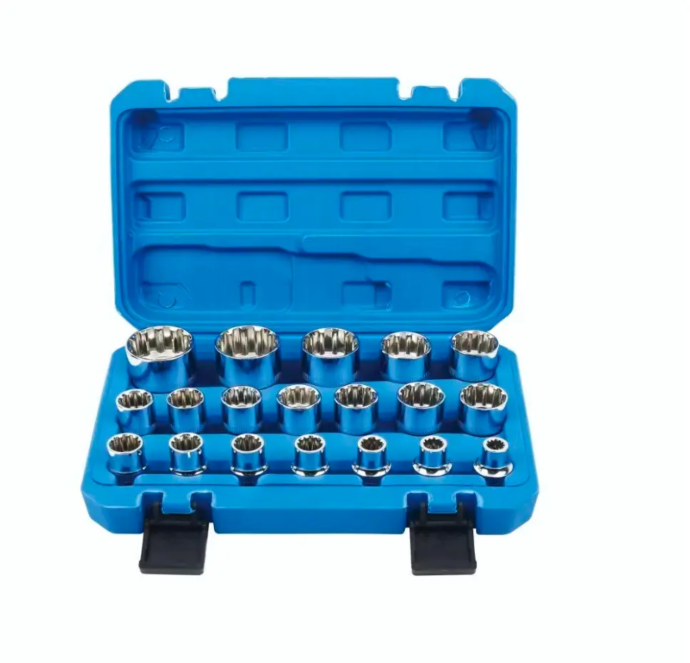 19-teiliger Vielzahn-Steckschlüsselsatz 1/2" (8–32 mm) – Profi-Werkzeug aus Chrom-Vanadium mit Tragekoffer