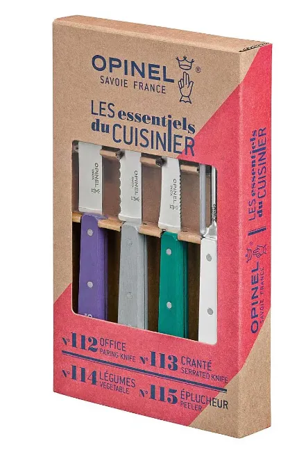 Opinel LES ESSENTIELS Küchenmesser-Set, Art Deco, 4-teilig