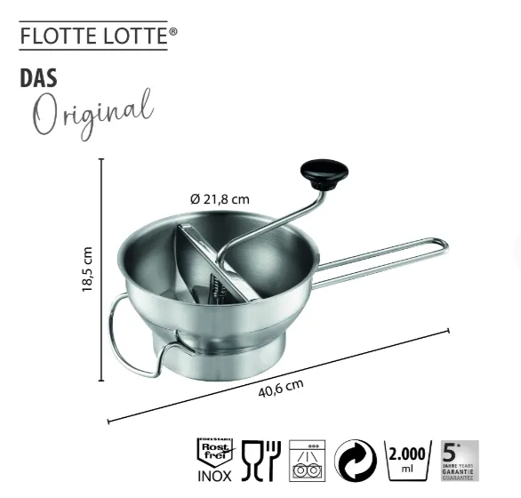 Gefu Passiergerät FLOTTE LOTTE® mit 3 Lochscheiben (1 / 3 / 5 mm)