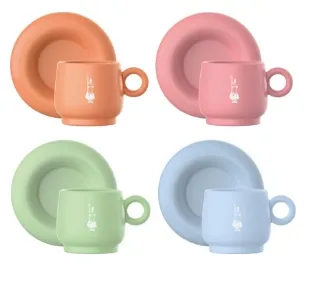 Mercato Della Frutta 4er Set Espressotassen, je 90 ml und Untertassen, bunt