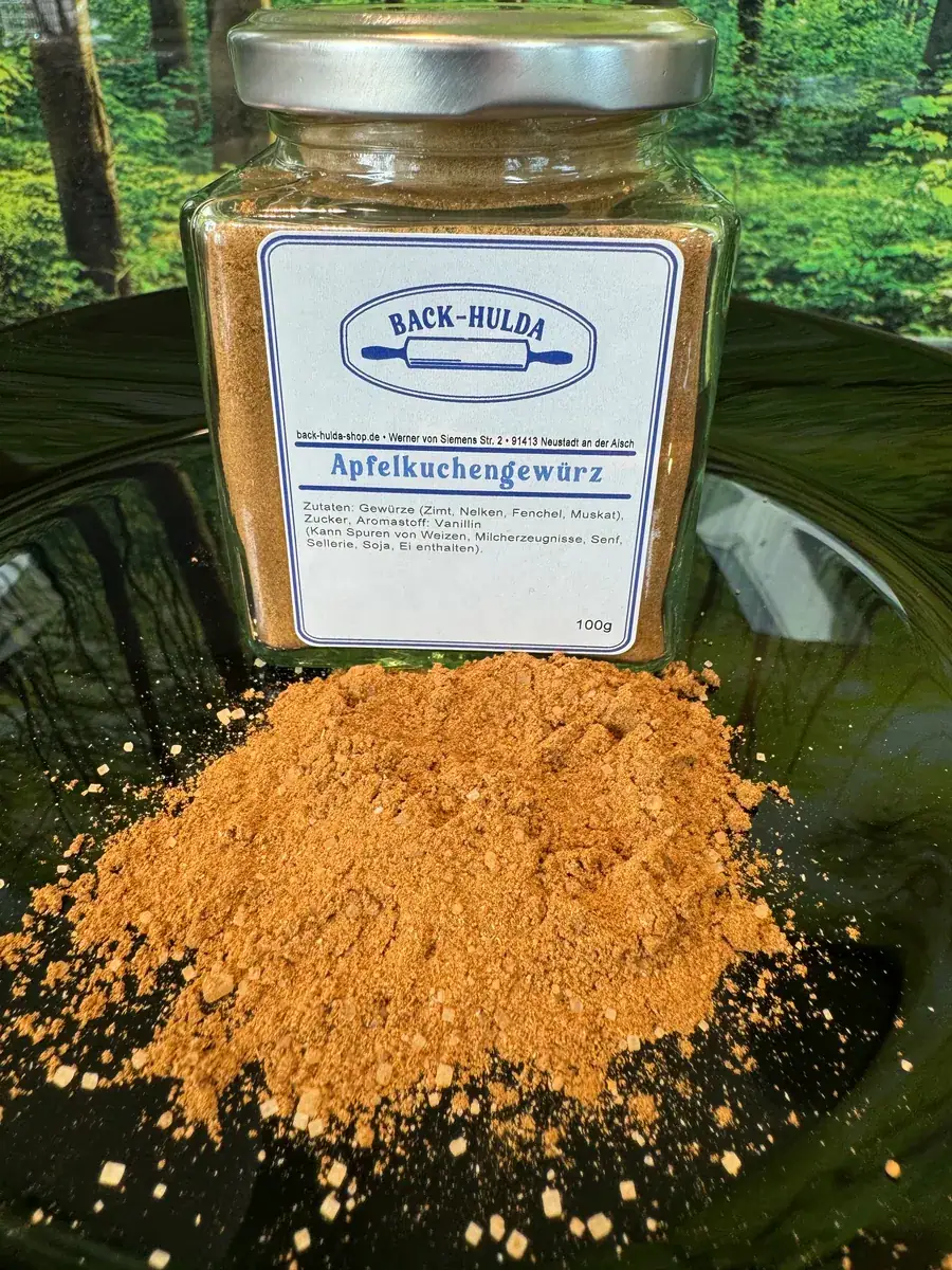Apfelkuchen Gewürz. 100g im Quadrat Glas.