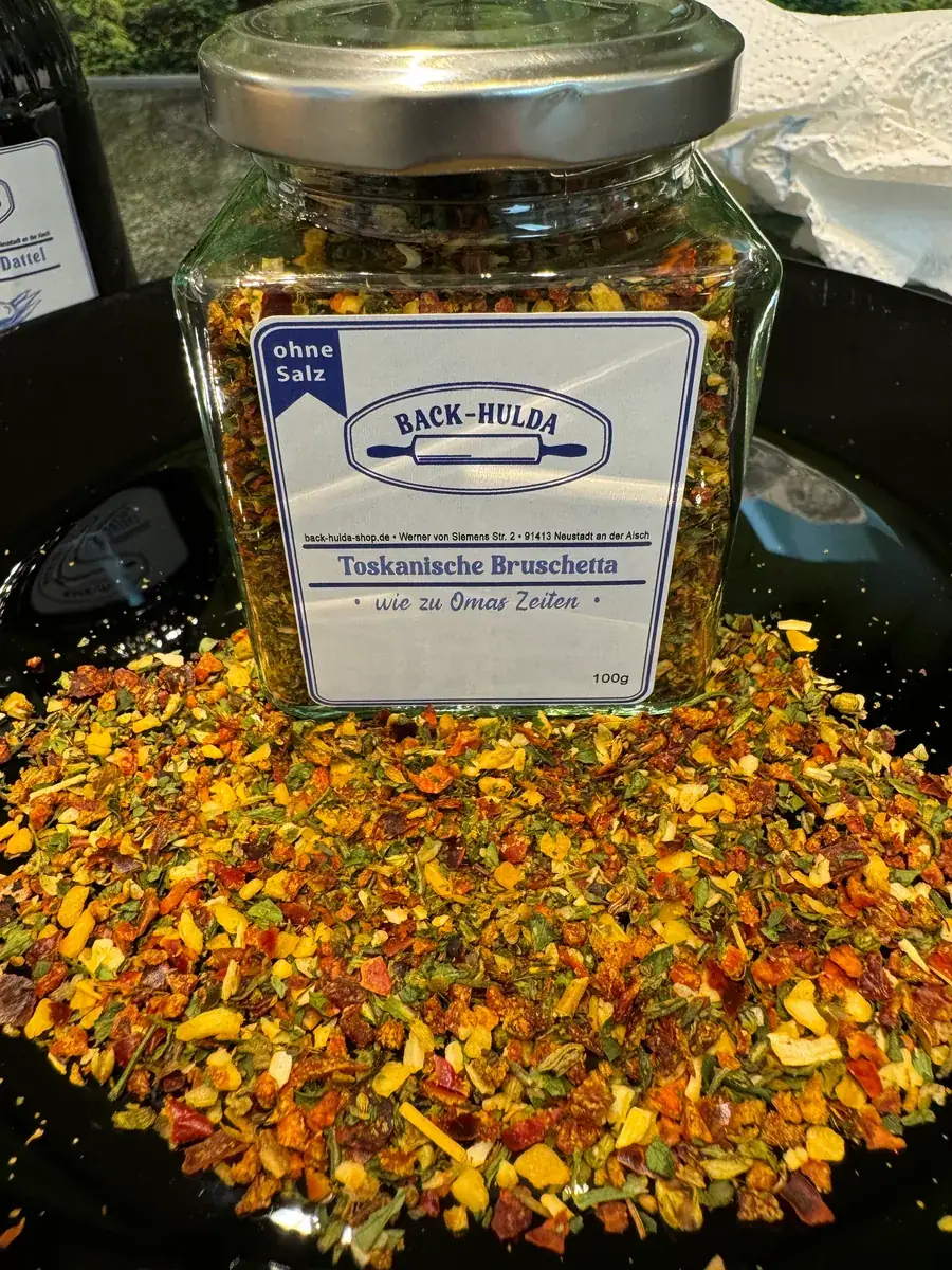 Toskanisches Bruschetta Gewürz, OHNE SALZ! 100g im Quadrat-Glas.