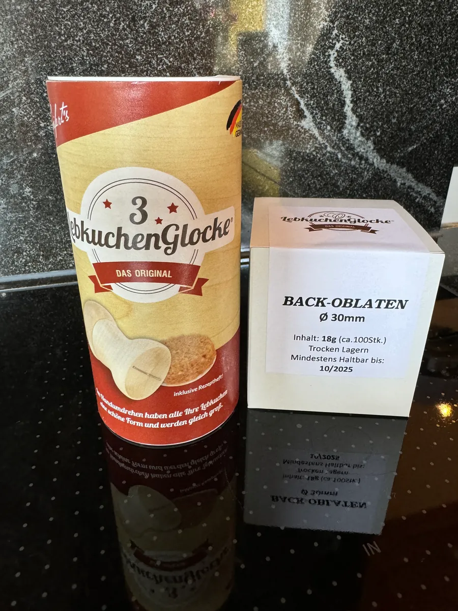 Lebkuchenglocke®️ 3 cm (inkl. Rezeptheft & Anleitung) & Qualität Back-Oblaten Ø 30mm.