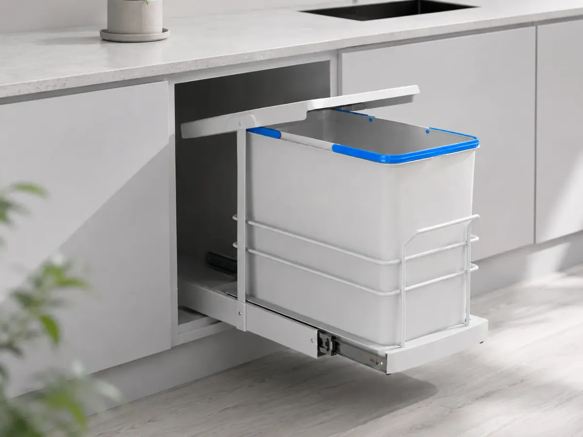Roomart Einbau-Mülleimer Küche ausziehbar 24L – Mülleimersystem für Unterschrank in 2 Farben