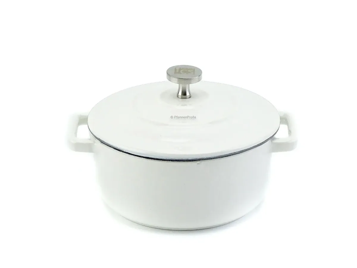 Gusseisen Mini Topf XANTEN 10 cm mit Deckel Emaille WEISS