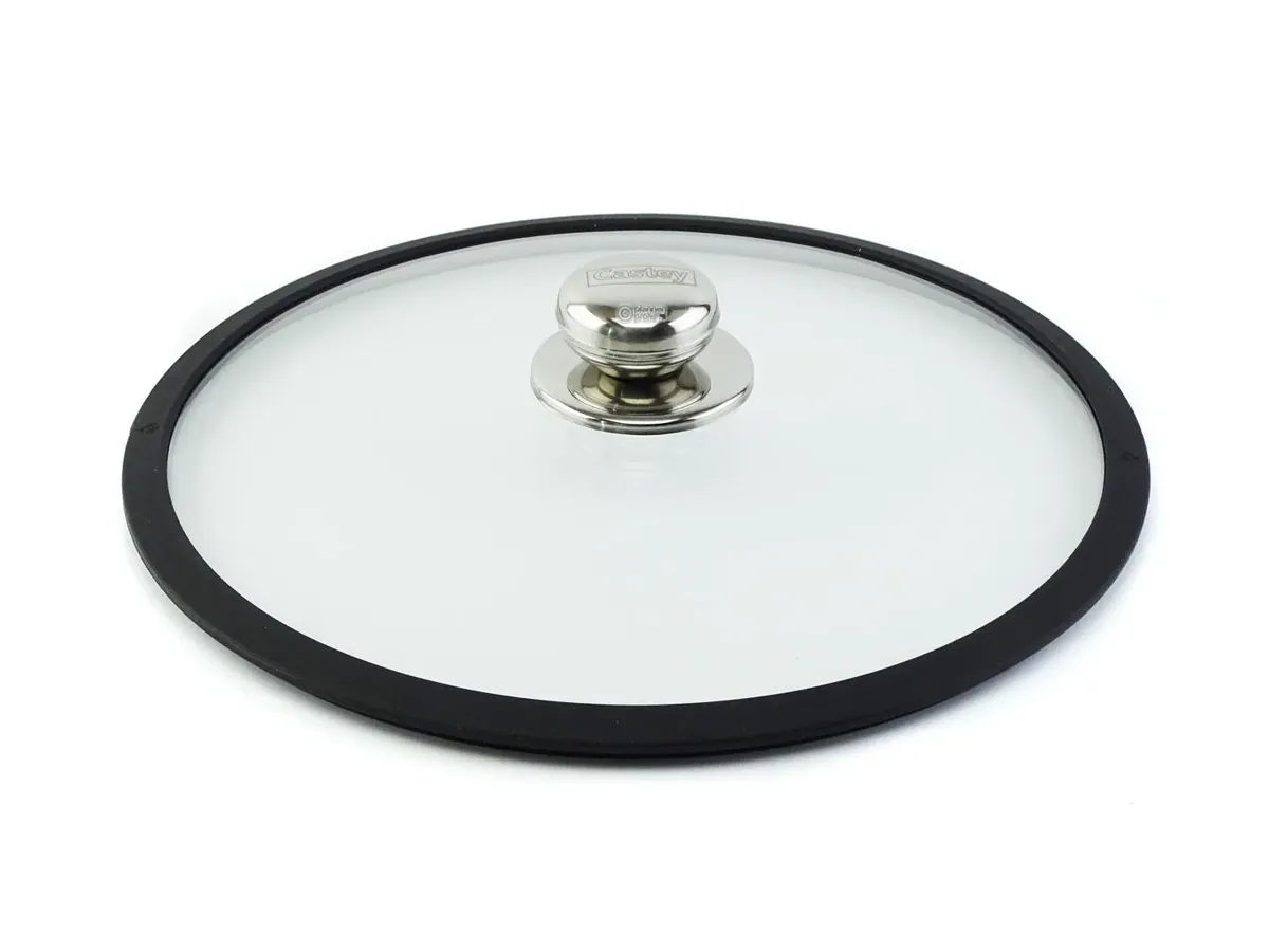 CASTEY Glasdeckel 28 cm mit Silikonring hitzebeständig bis 220°C ofenfest