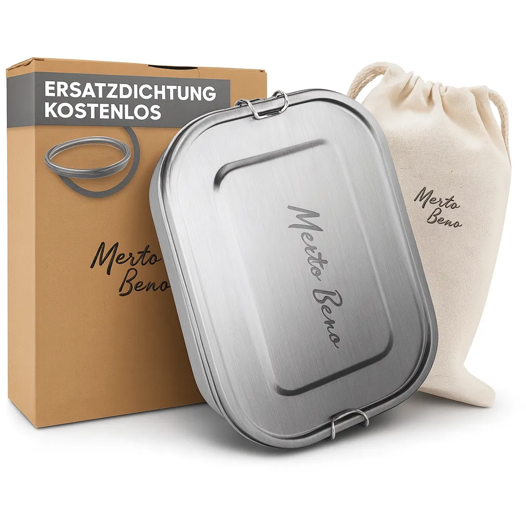 Premium Edelstahl Brotdose 1400 ml mit 3 Fächern Auslaufsicher. Nachhaltig. Alltagstauglich.