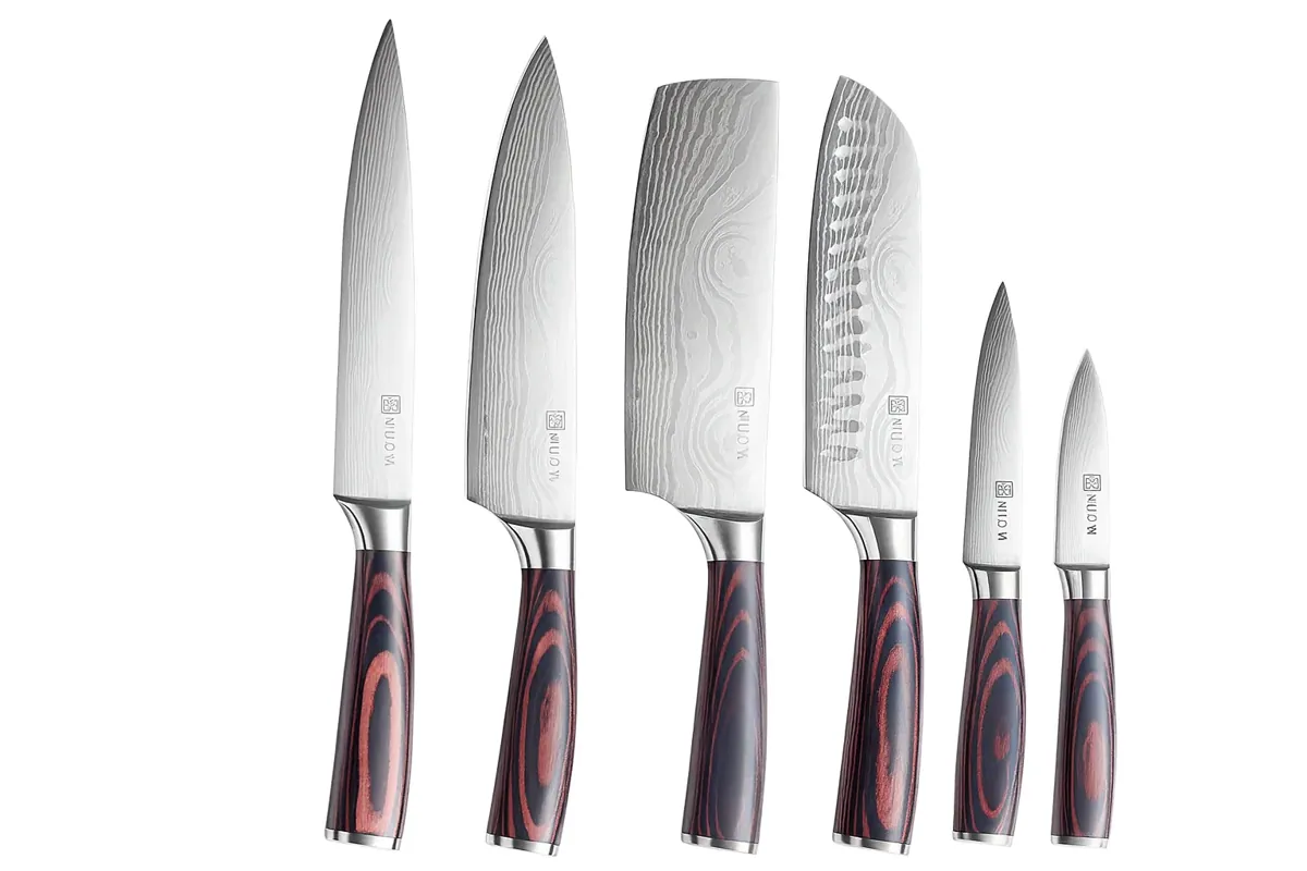 7-teiliges Küchenmesser-Set mit Damaskus-Design