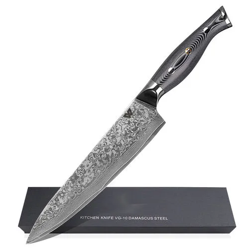 WOLFCUT - Damaskus Chefmesser 20 cm Klinge 67-lagiger Damaszenerstahl mit Geschenkbox