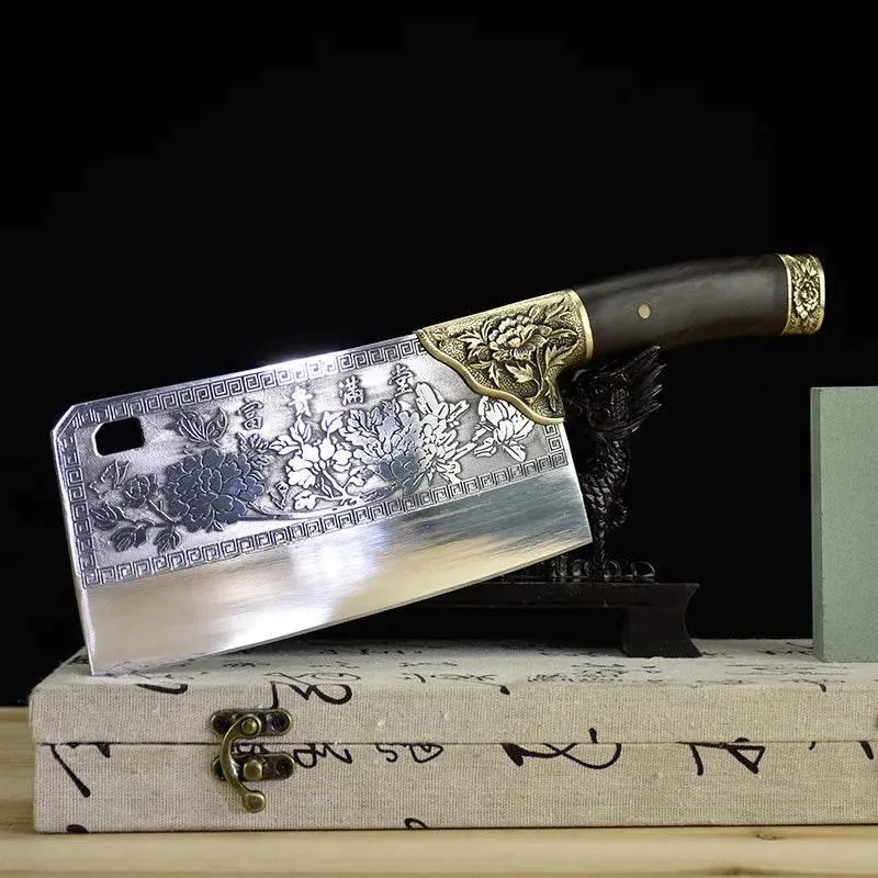 Einzigartiges 7,7 Zoll Chopper Küchenmesser - Edelstahl und Kupferverzierungen