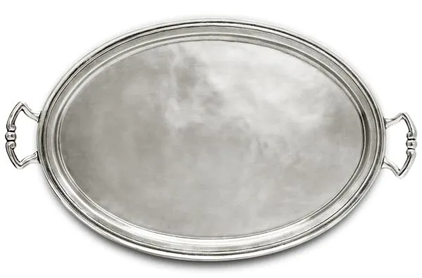 Cosi Tabellini LORETO Tablett oval mit Henkel aus Zinn 52 x 36,5 cm