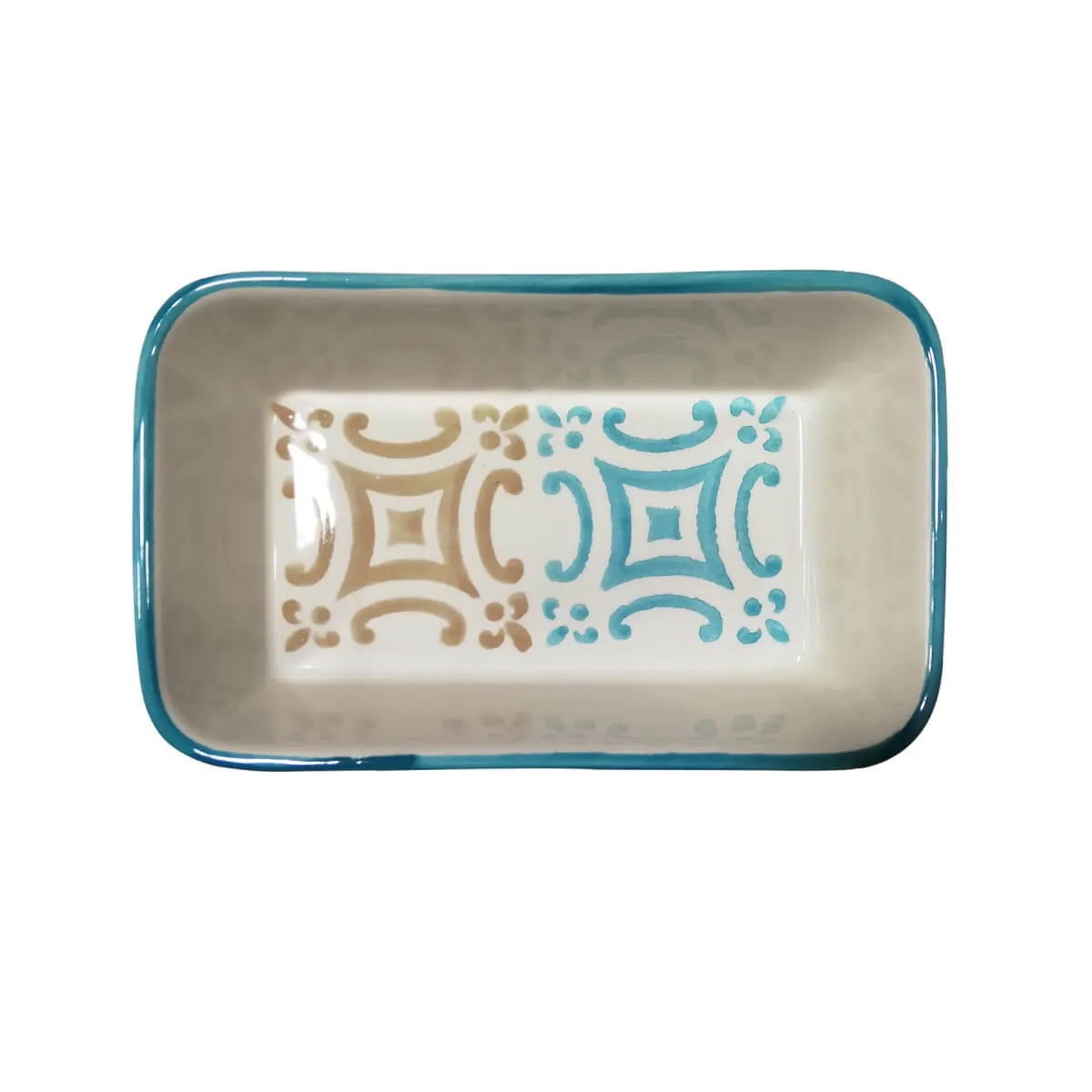Vista Portuguese Turquoise/Beige Bowl rechteckig 14 x 8,5 x 5cm