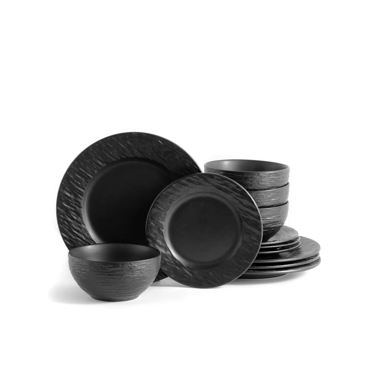 Tafelservice in Schiefer-Optik "New Modern", 12tlg, für 4 Personen, Schiefer-Optik, aus Stoneware