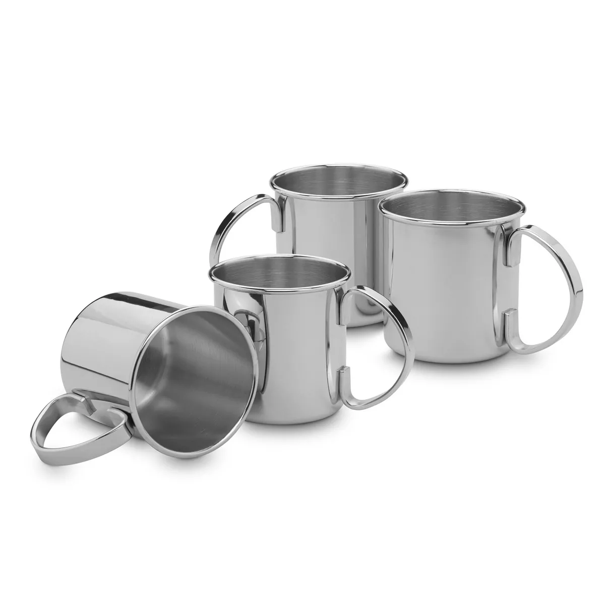 Moscow Mule Becherset, 4-tlg, 480 ml, bruchsichere Edelstahl-Gläser, Cocktail-Set