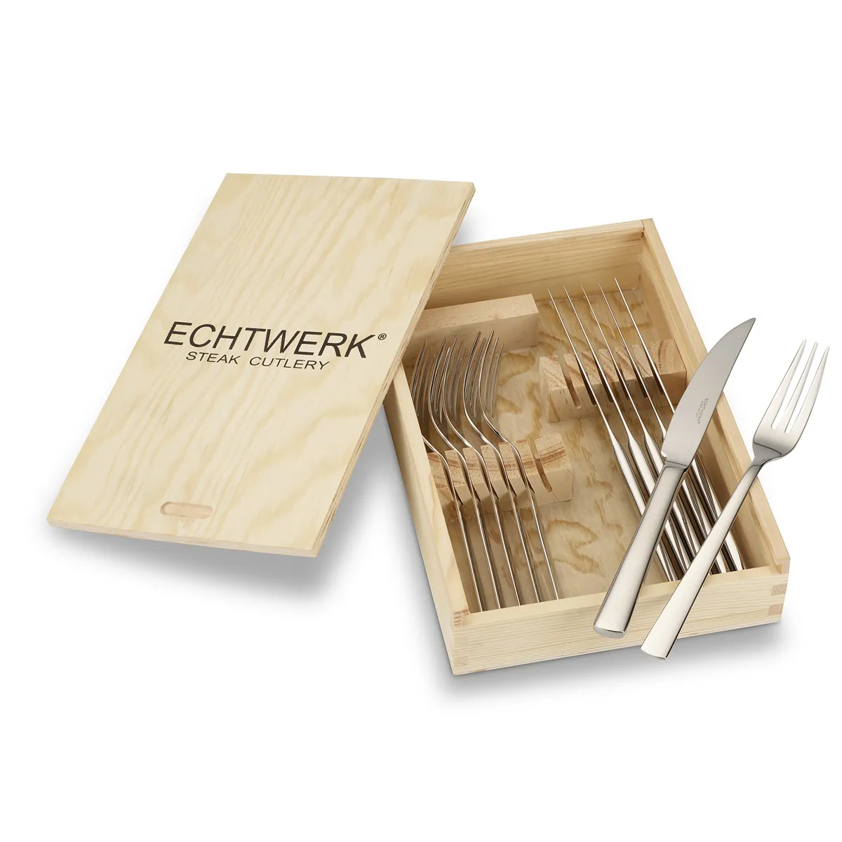 Steakbesteck Set "SARRE", Edelstahl 18/10 poliert Inkl. Holzkassette