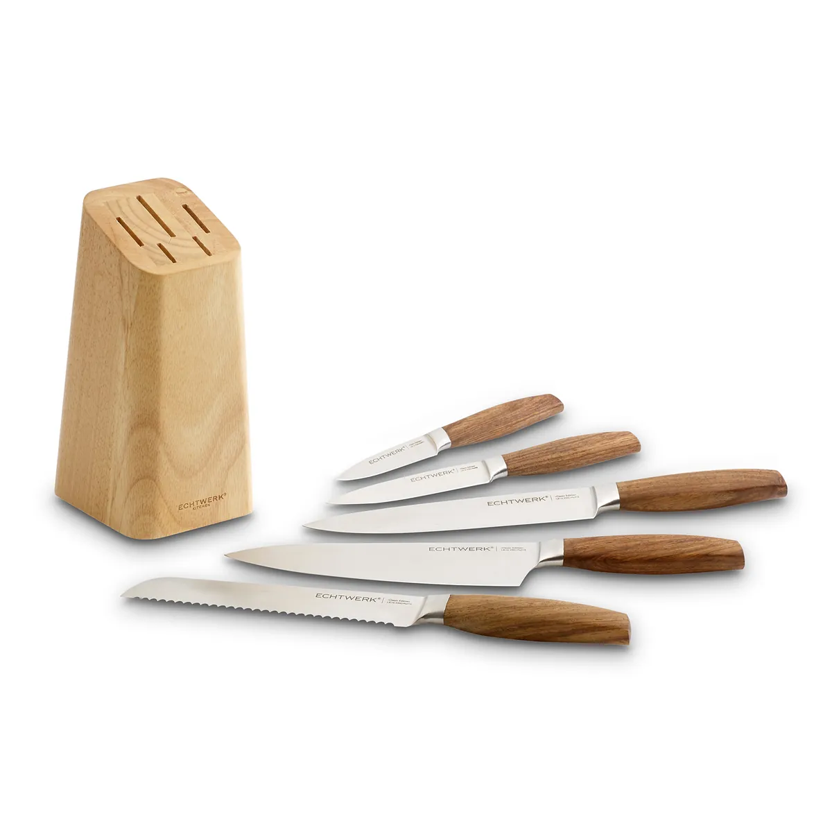 Küchenmesser-Set "Classic-Edition", 6tlg,  aus hochwertigem Stahl, Messerset mit Holzblock aus Pakkaholz