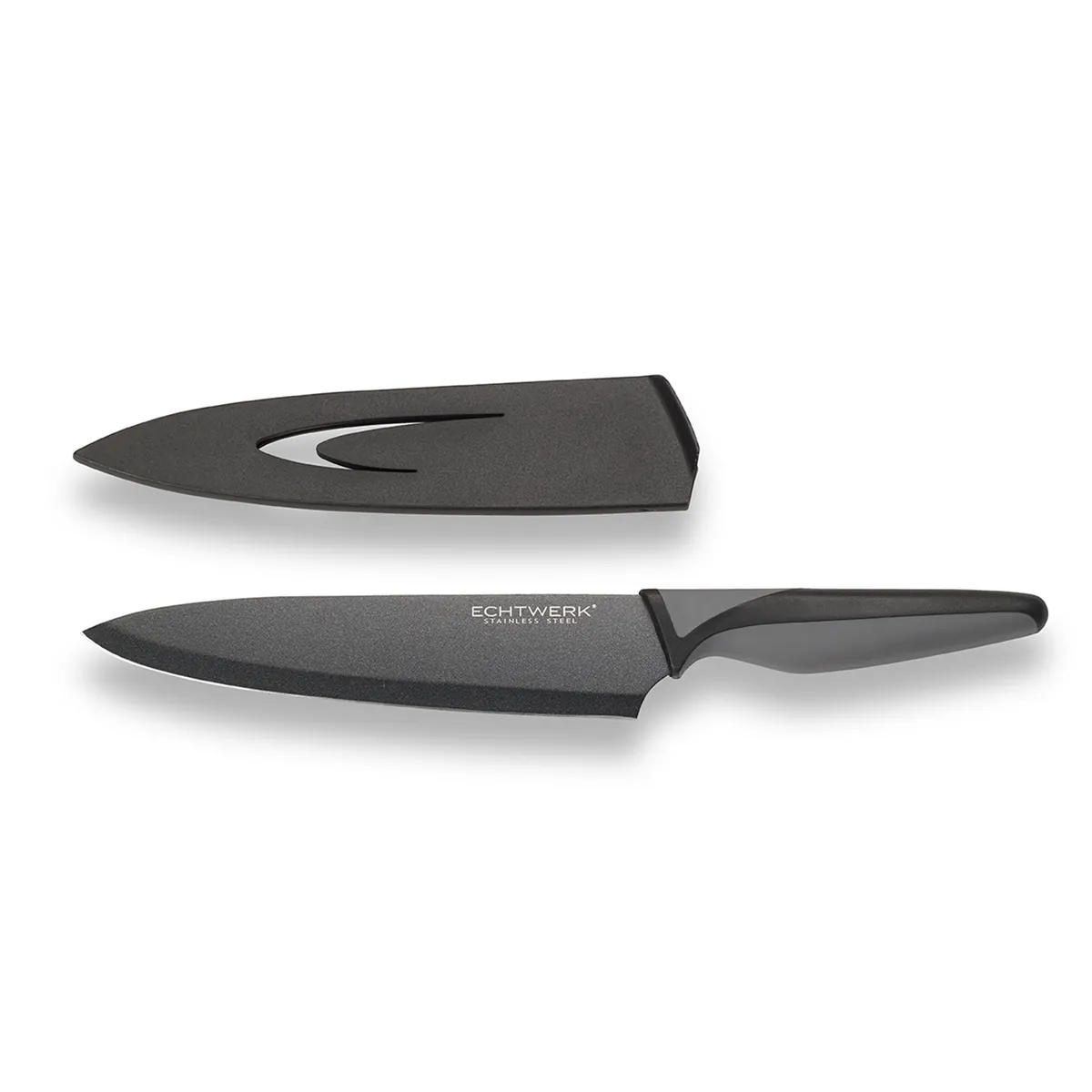Kochmesser "BlackSteel",  Küchenmesser,  Antihaftbeschichtung, Klingenschutz, ergonomischer Griff, Klingenlänge 20cm
