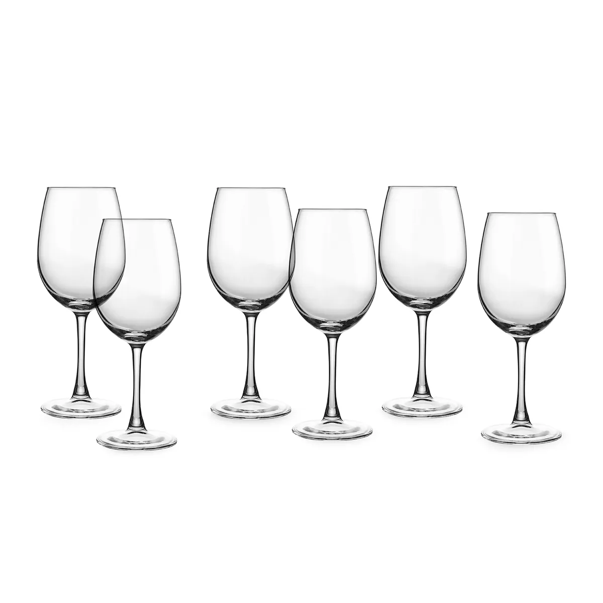 Weißwein-Gläser 6er Set ca. 370 ml, Zeitlose Weingläser, Weinkelche, Robuste Gläser, spülmaschinenfest