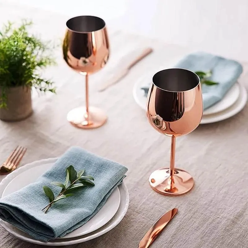 Edelstahl Weingläser - Champagner Rotwein Cocktailgläser (6er Set in 4 Farben)