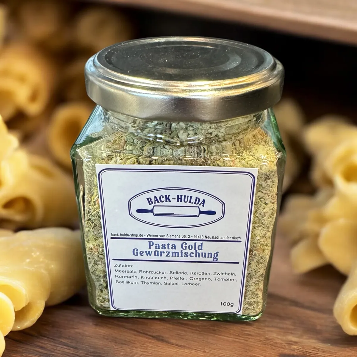 Pasta Gold - Italienischer Genuss. 100g Im Quadrat Glas