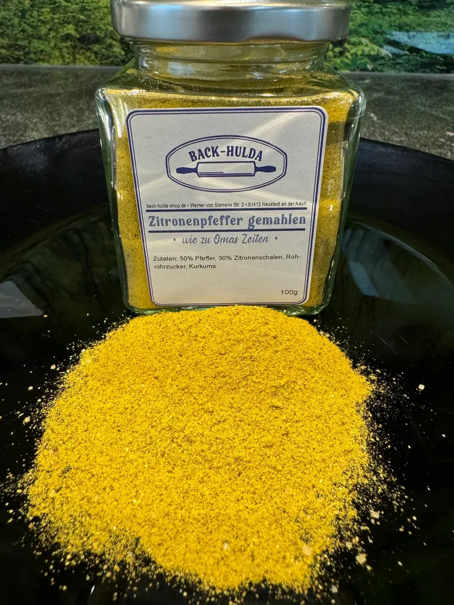Zitronen-Pfeffer gemahlen.100g im Quadrat-Glas.