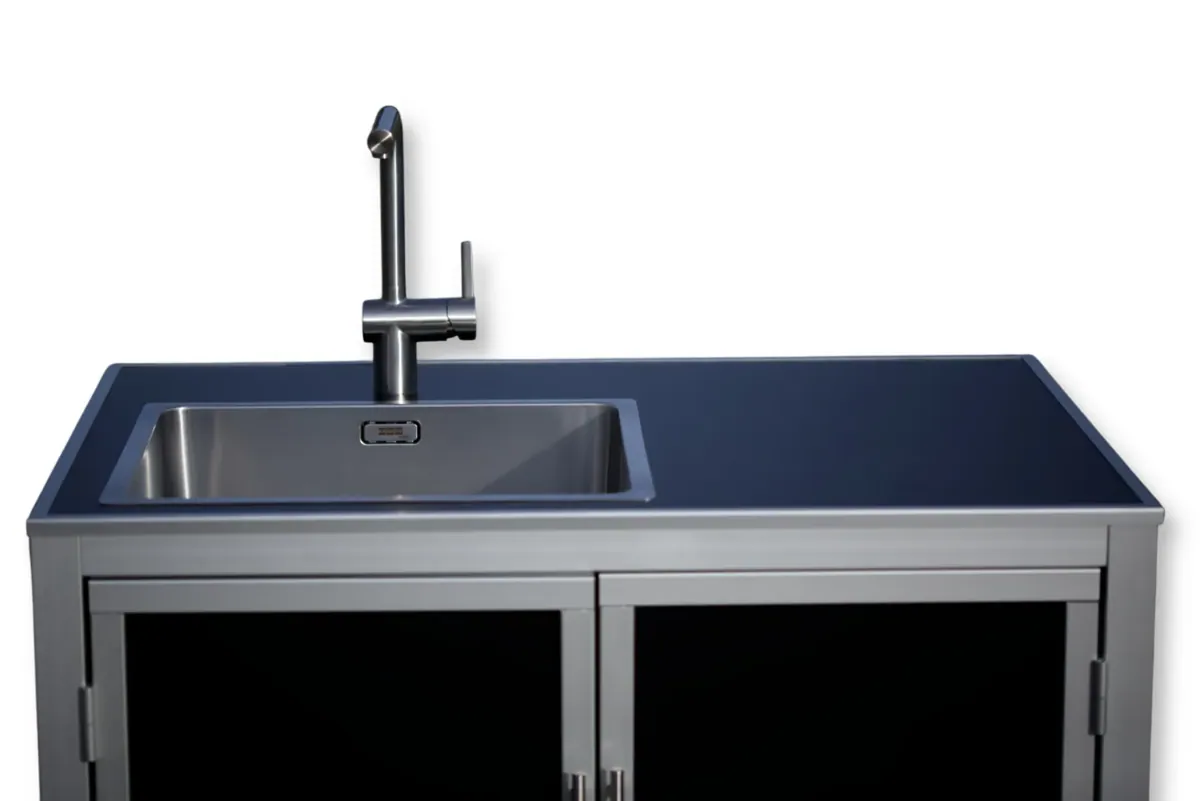 Edelstahlspüle (integriert) - Franke Mythos MYX, gebürstet - mit Wasserhahn
