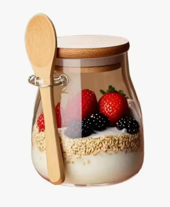 Glasbehälter mit Bambusdeckel & Löffel - 200ml