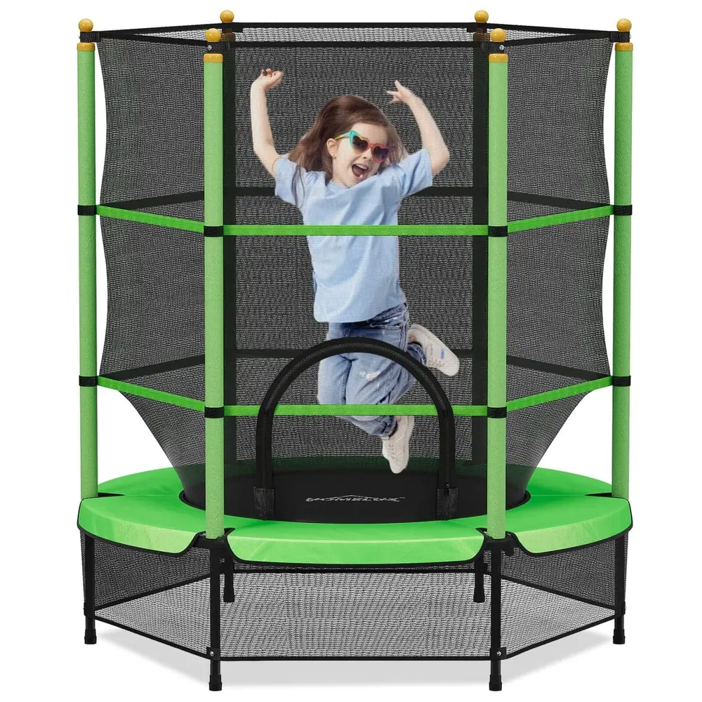 Gartentrampolin Ø 140 cm Sicheres Springvergnügen für Kinder, drinnen & draußen, bis 100 kg belastbar