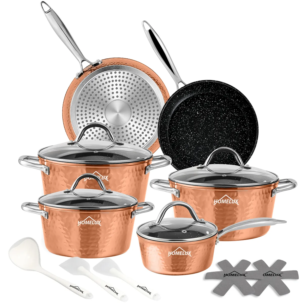 Topfset Scheffler Topfset Induktion 15-teilig, Induktions Töpfe Set,Töpfe mit Glasdeckel, Kochtopf-Set, Töpfe und Pfannen, Induktionsgeeignet