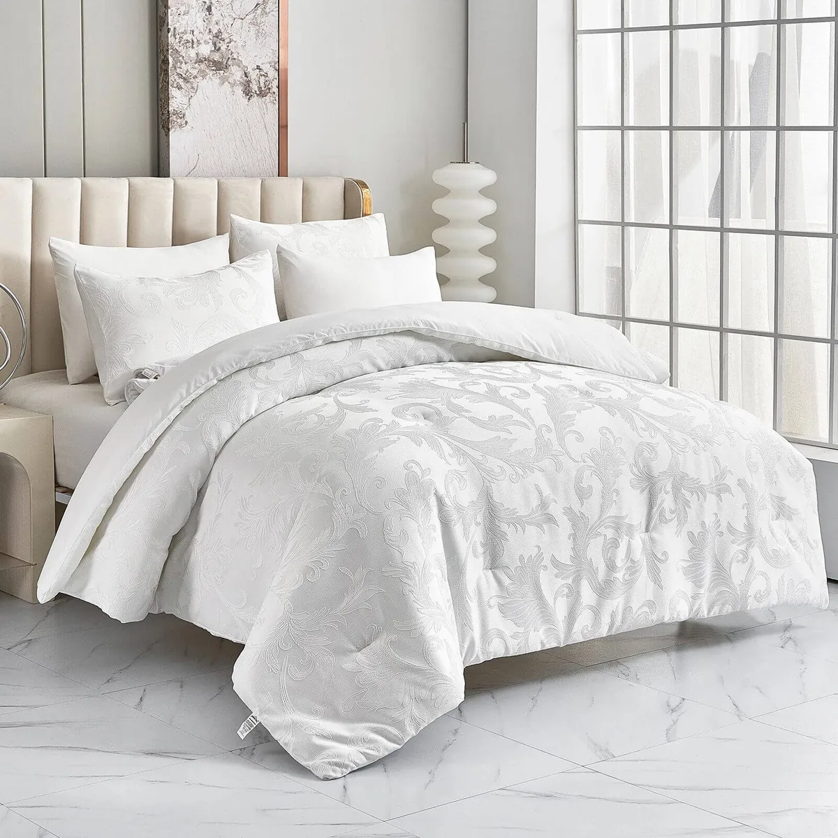 HOMELUX Bettwäsche Set 180x200, 6-teilig mit Steppdecke 220x240, 4 Kissenbezüge 50x70, Mikrofaser, bügelfrei