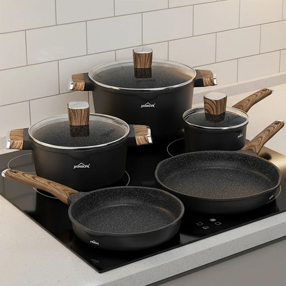 HOMELUX Topf-Set 8-teiliges Induktions-Topfset aus Aluminiumguss mit Deckeln