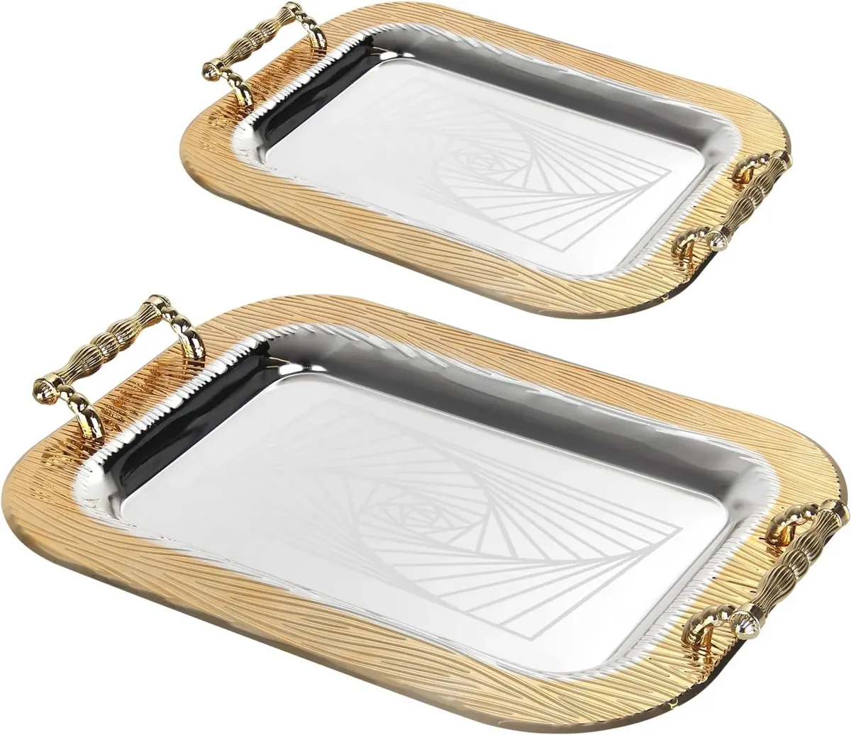 HOMELUX Serviertablett-Set 2 dekorative Tabletts mit Griffen 2 Stück Tabletts ideal für Küche Wohnzimmer Bad oder Bankette
