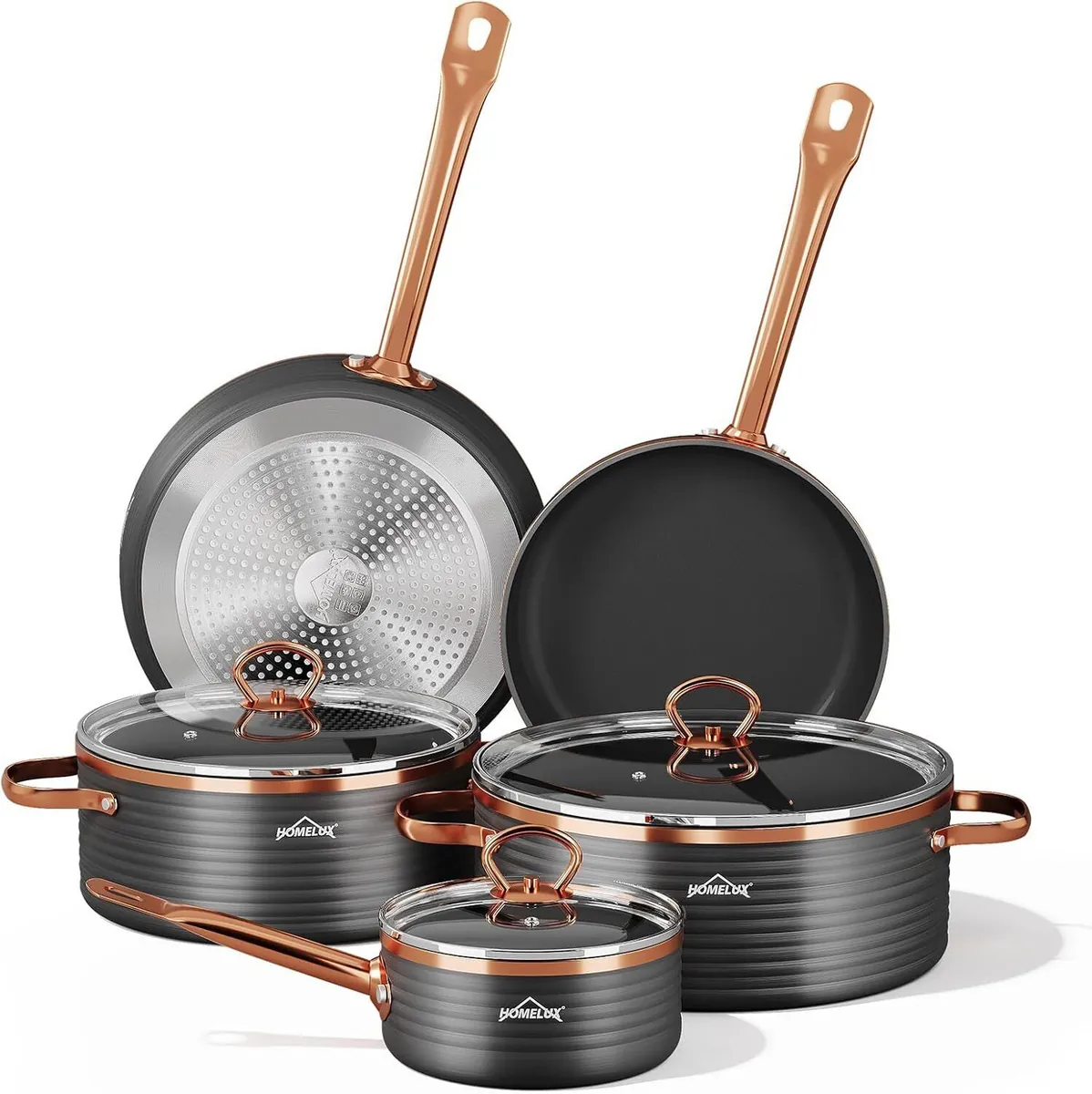 8-tlg Kochtopf Set Topf-Set Induktions Küchenhelfer-Set