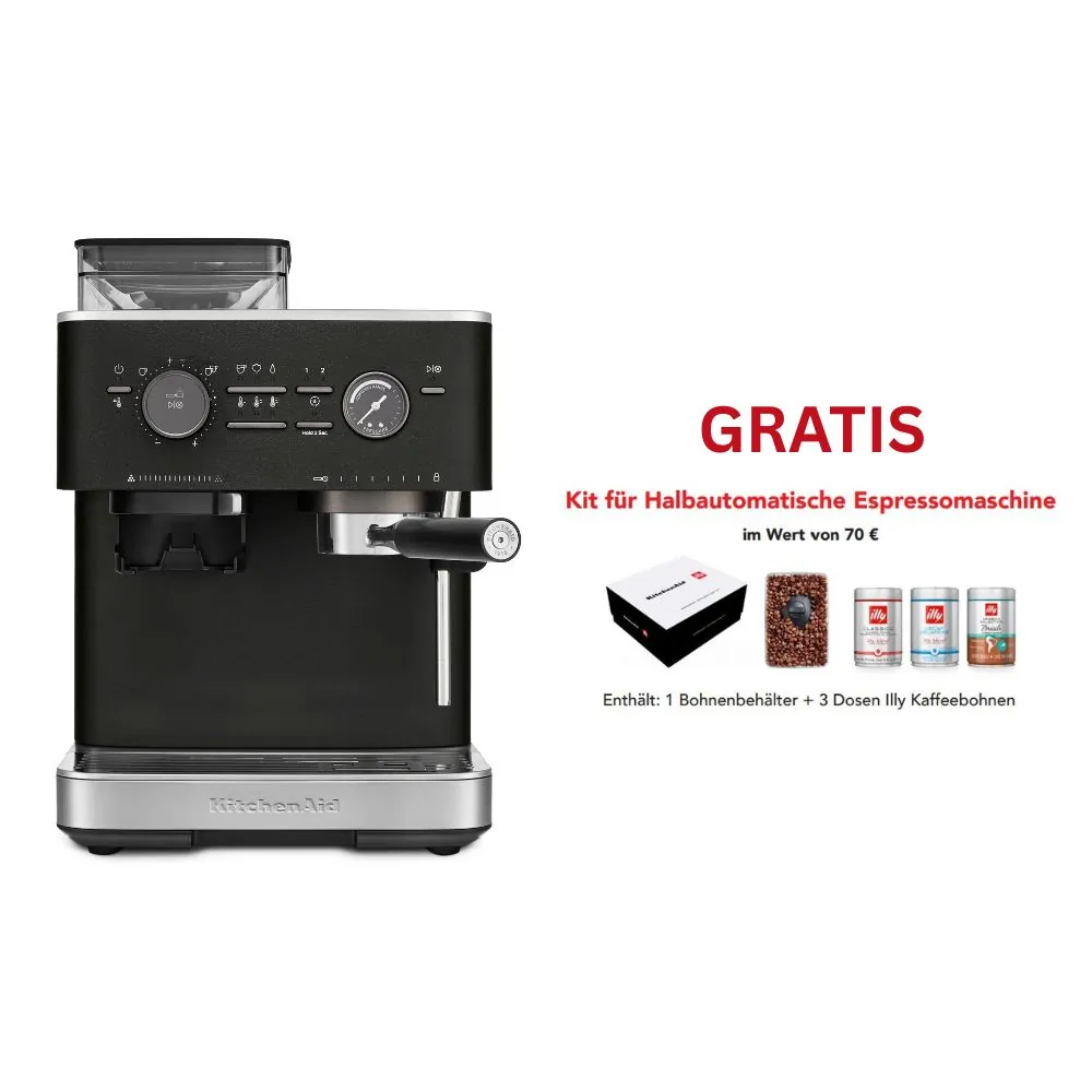KitchenAid halbautomatische Espressomaschine mit Gratmahlwerk 5KES6551 inkl. GRATIS Illy Exploration Kit