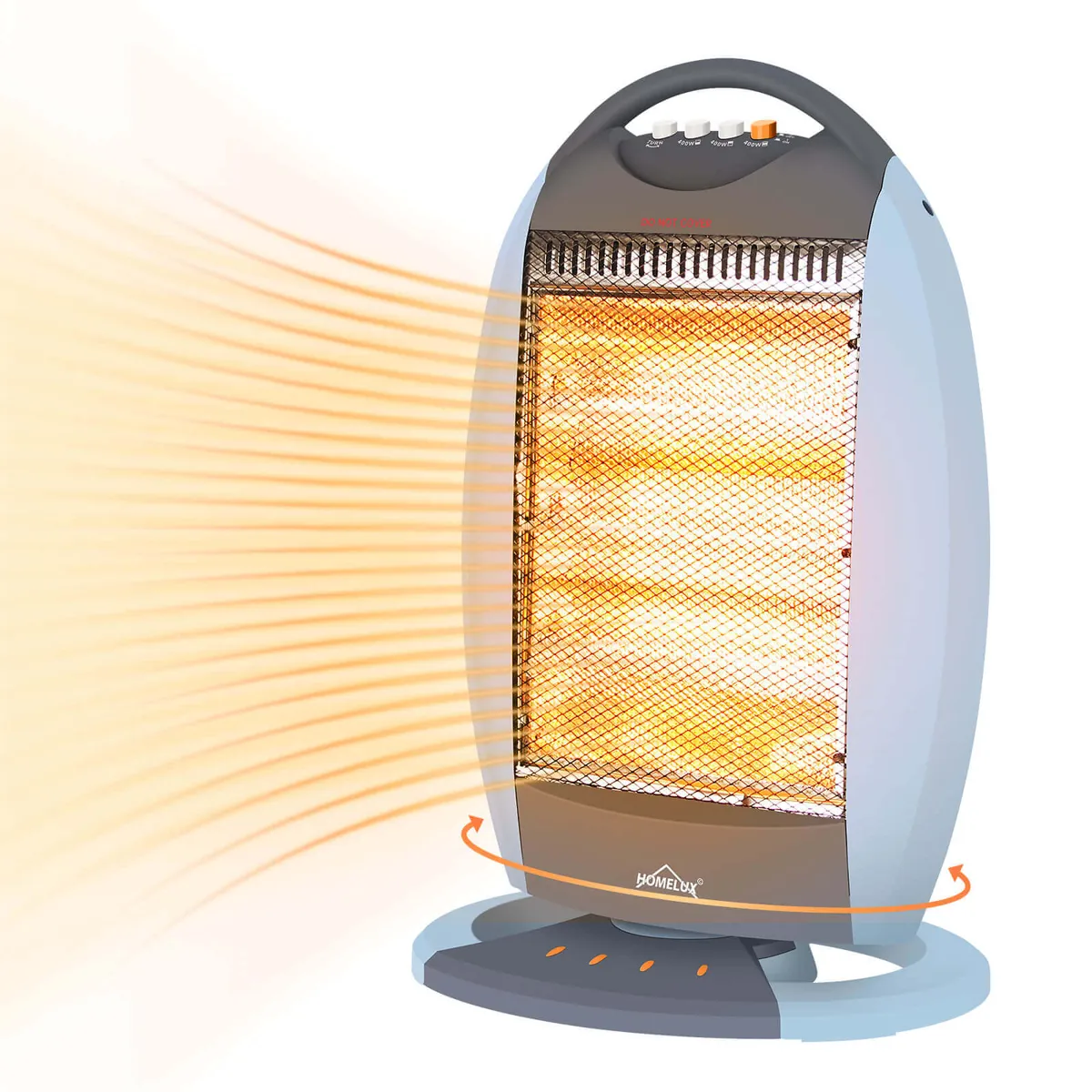 HOMELUX Heizstrahler Halogen Heizgerät mit 3 Heizstufen, Oszillierender Heizung, 1200W Heizstrahler , Geräuschfrei, Sicherheitschutz