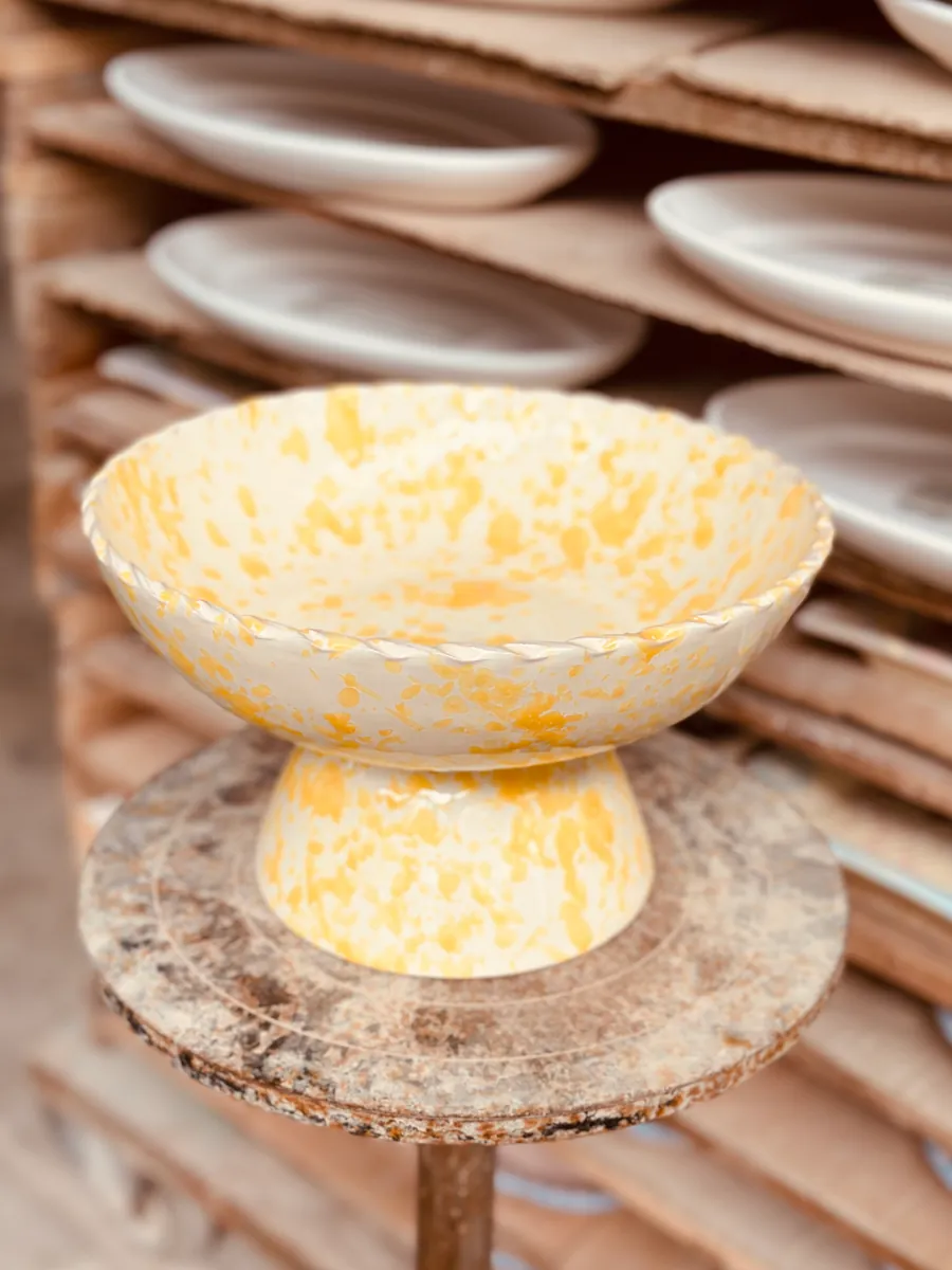 Schizzato Schale mit Fuß 25" Limone